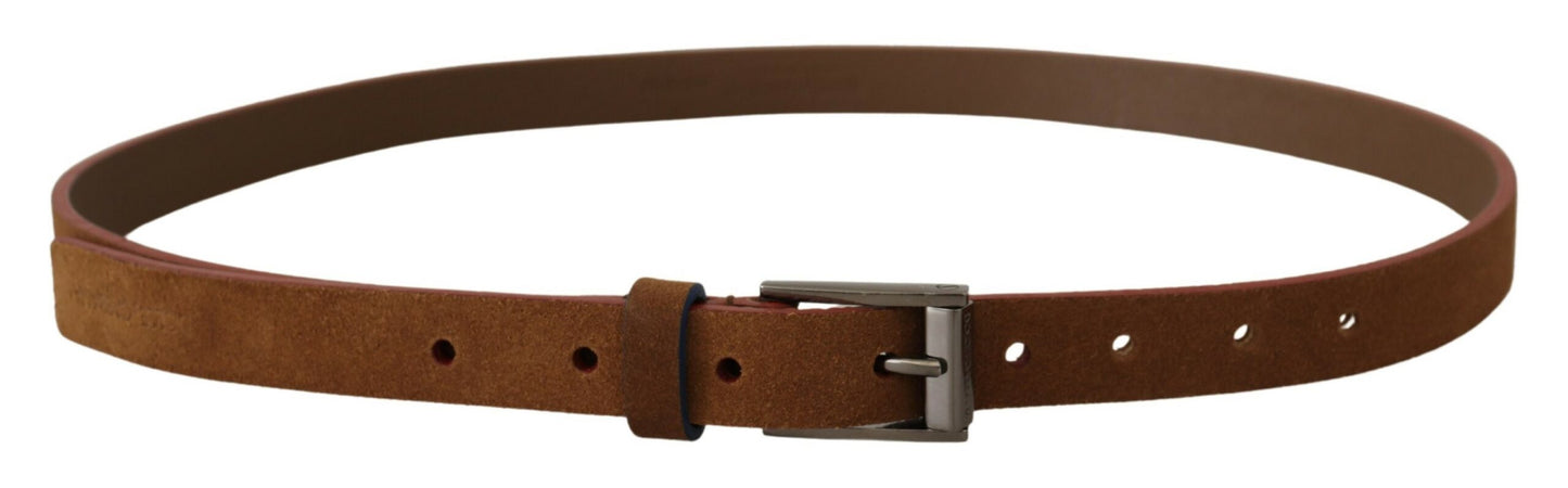 Ceinture à boucle en métal gravée du logo Dolce & Gabbana marron
