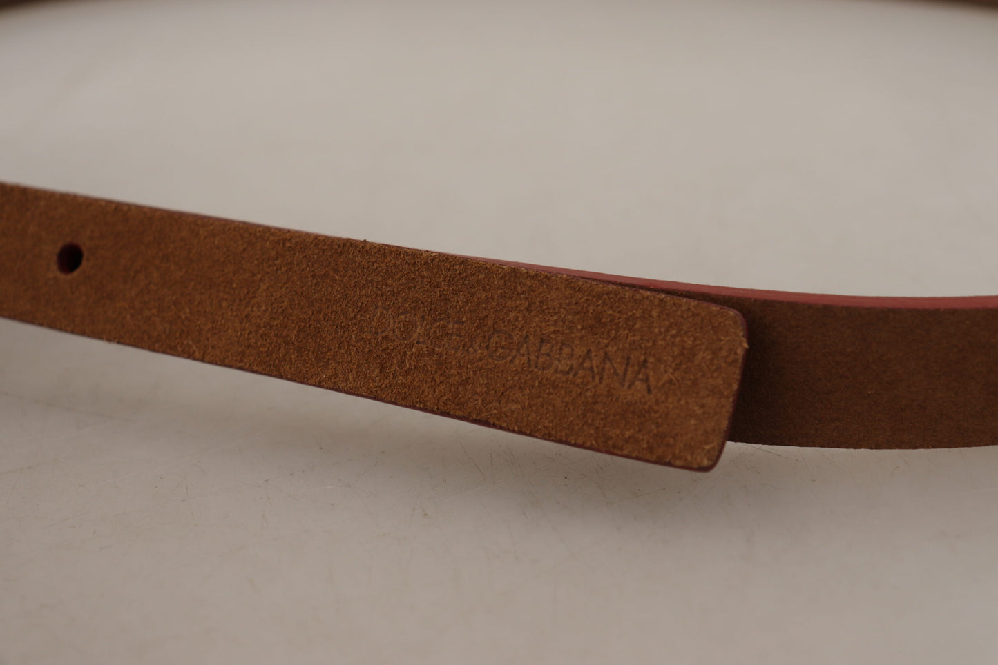 Ceinture à boucle en métal gravée du logo Dolce & Gabbana marron