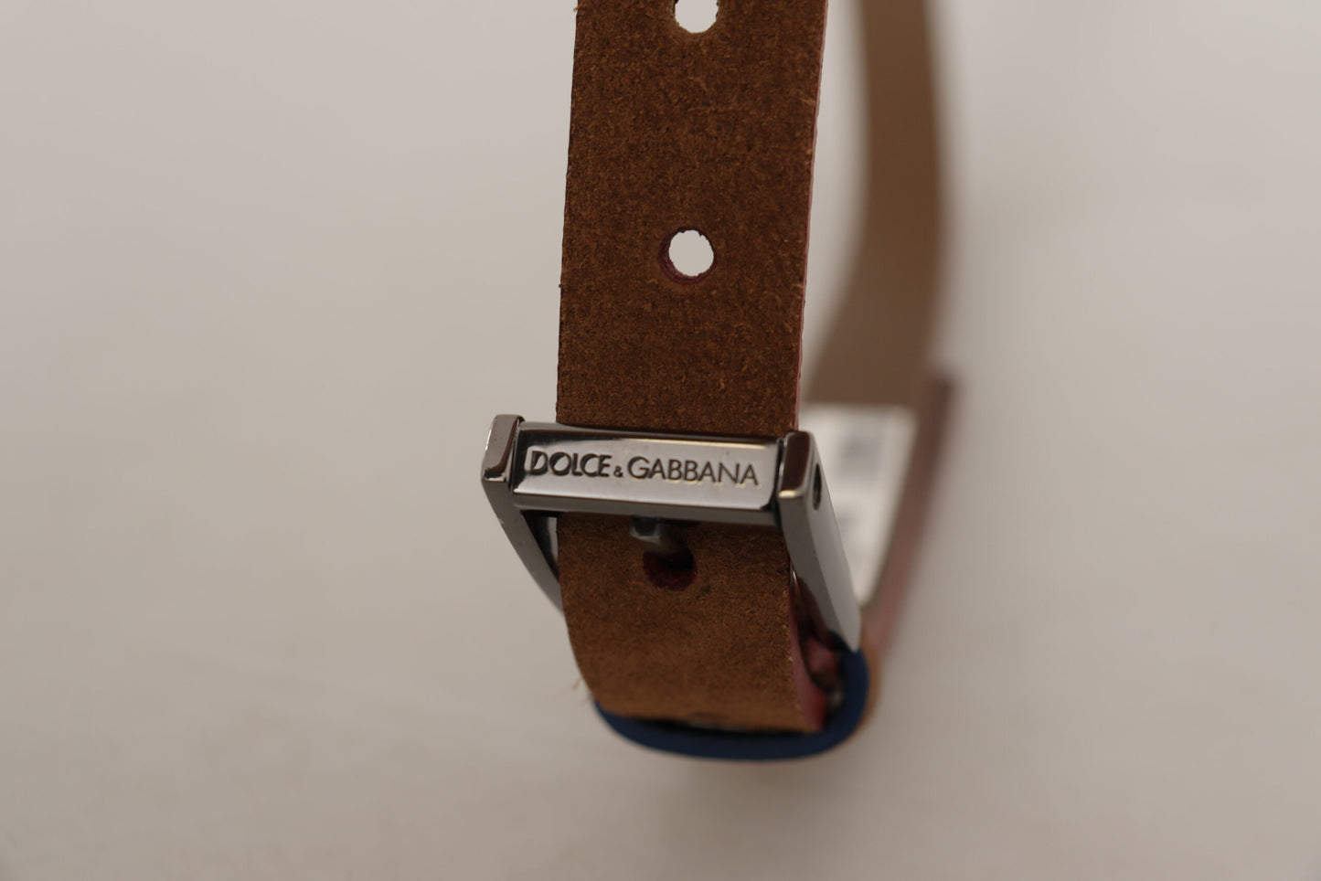 Ceinture à boucle en métal gravée du logo Dolce & Gabbana marron