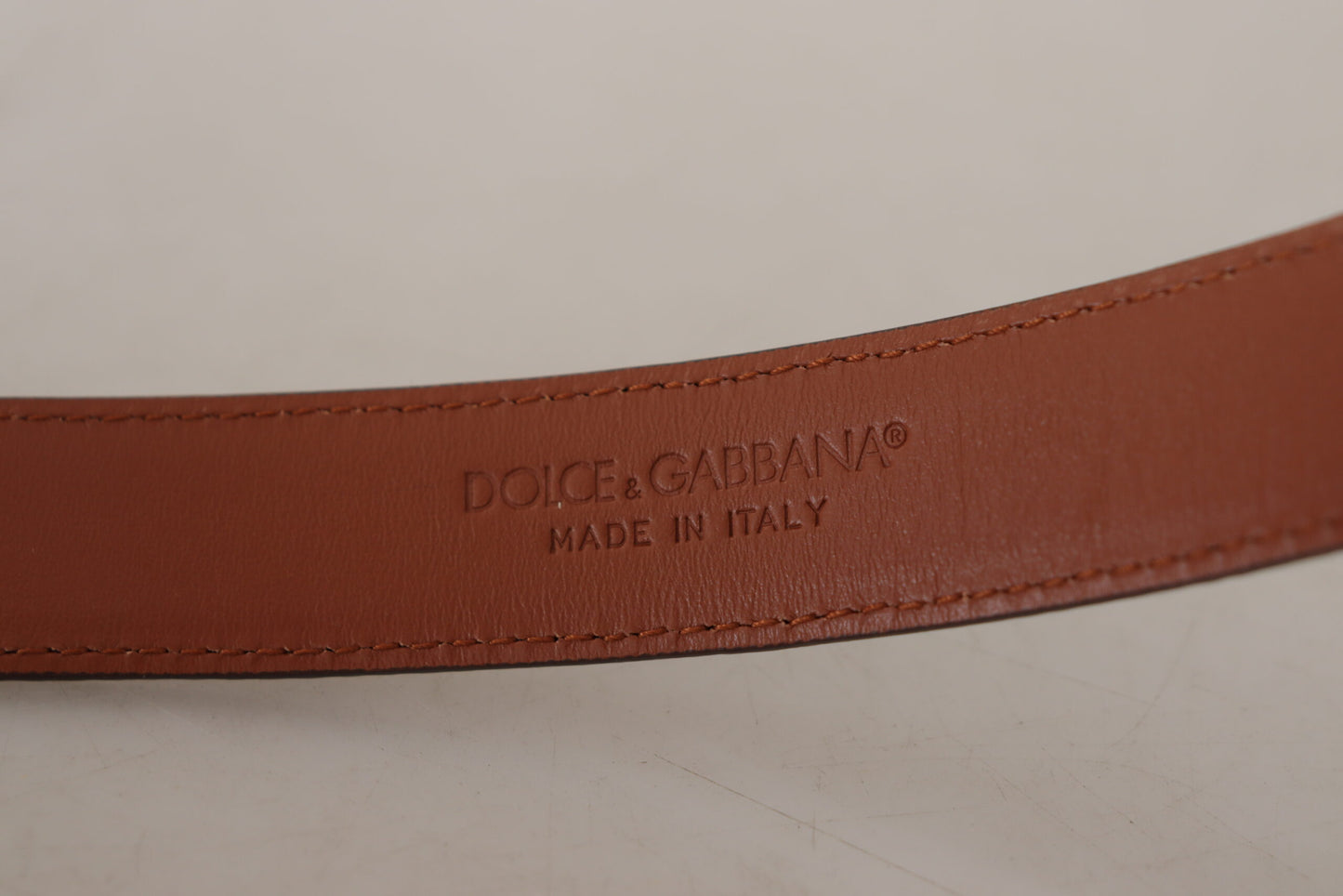 Ceinture à boucle en cuir marron gaufré léopard Dolce & Gabbana