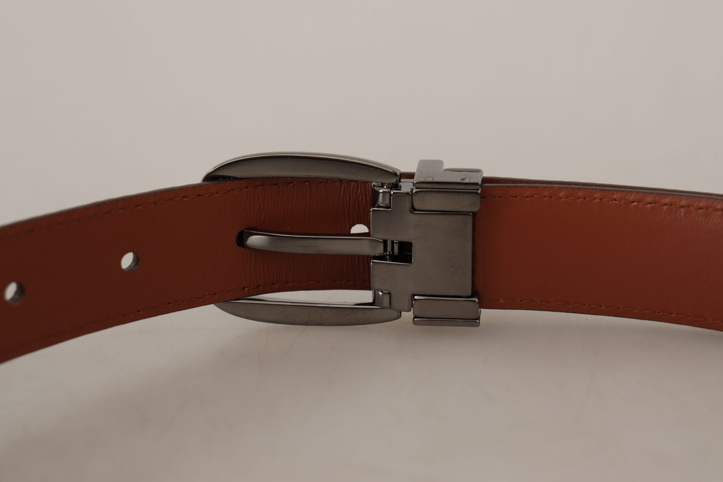 Ceinture à boucle en cuir marron gaufré léopard Dolce & Gabbana