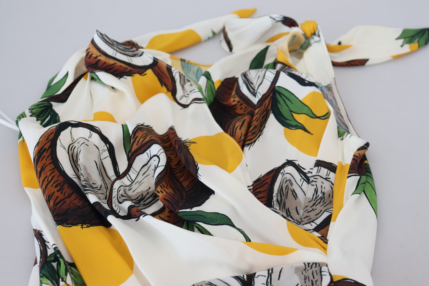 Dolce & Gabbana – Weißes Mini-Etuikleid aus Seide mit Kokosnuss-Print