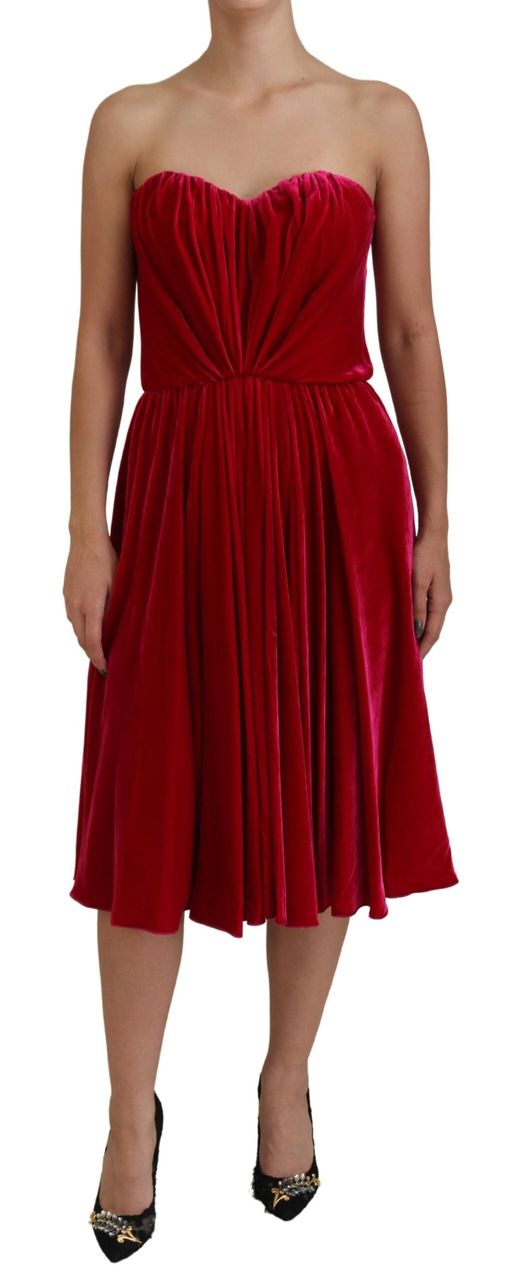 Dolce & Gabbana – Trägerloses A-Linien-Kleid aus Viskose-Stretch in Rosa