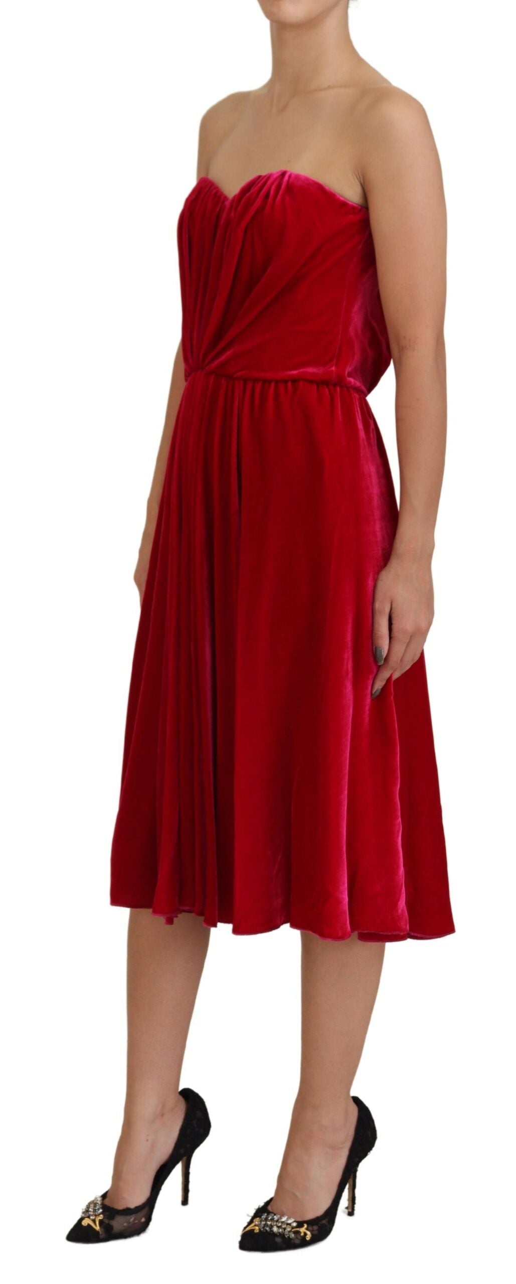 Dolce & Gabbana – Trägerloses A-Linien-Kleid aus Viskose-Stretch in Rosa