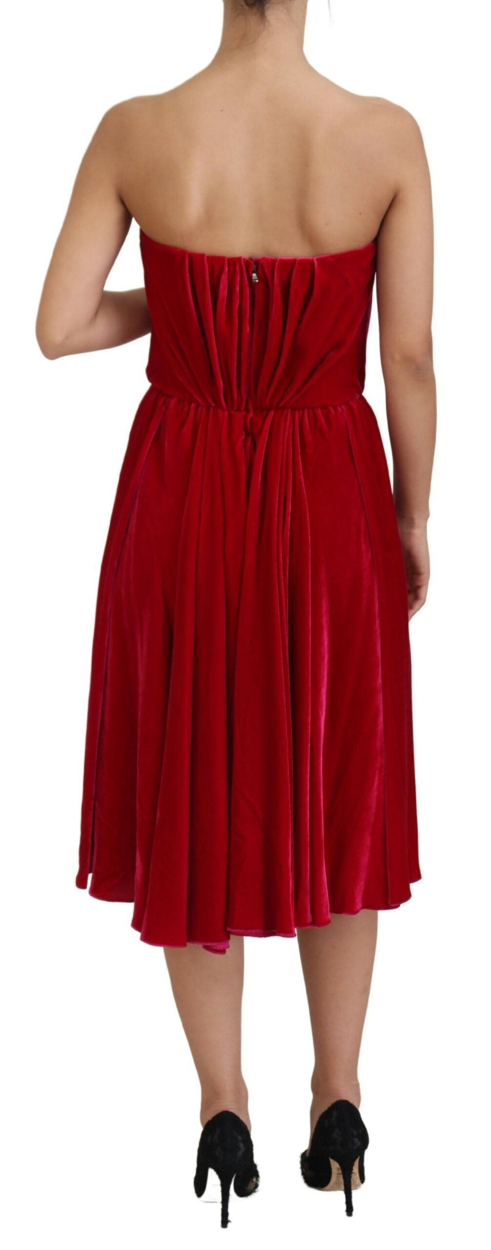 Dolce & Gabbana – Trägerloses A-Linien-Kleid aus Viskose-Stretch in Rosa