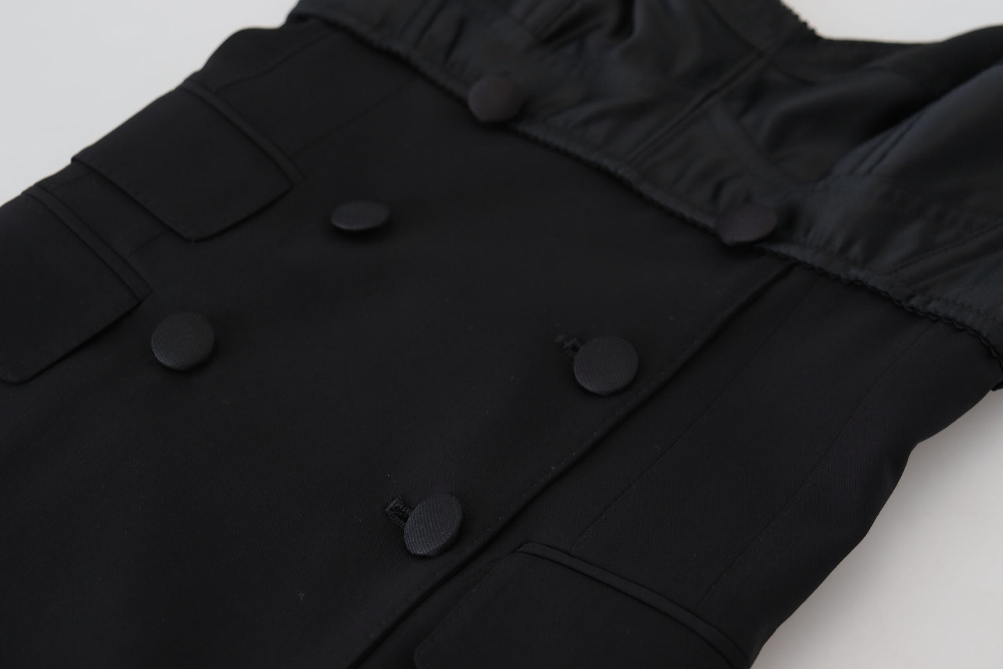 Dolce & Gabbana – Schwarzes, eng anliegendes Mini-Etuikleid aus Wollstretch