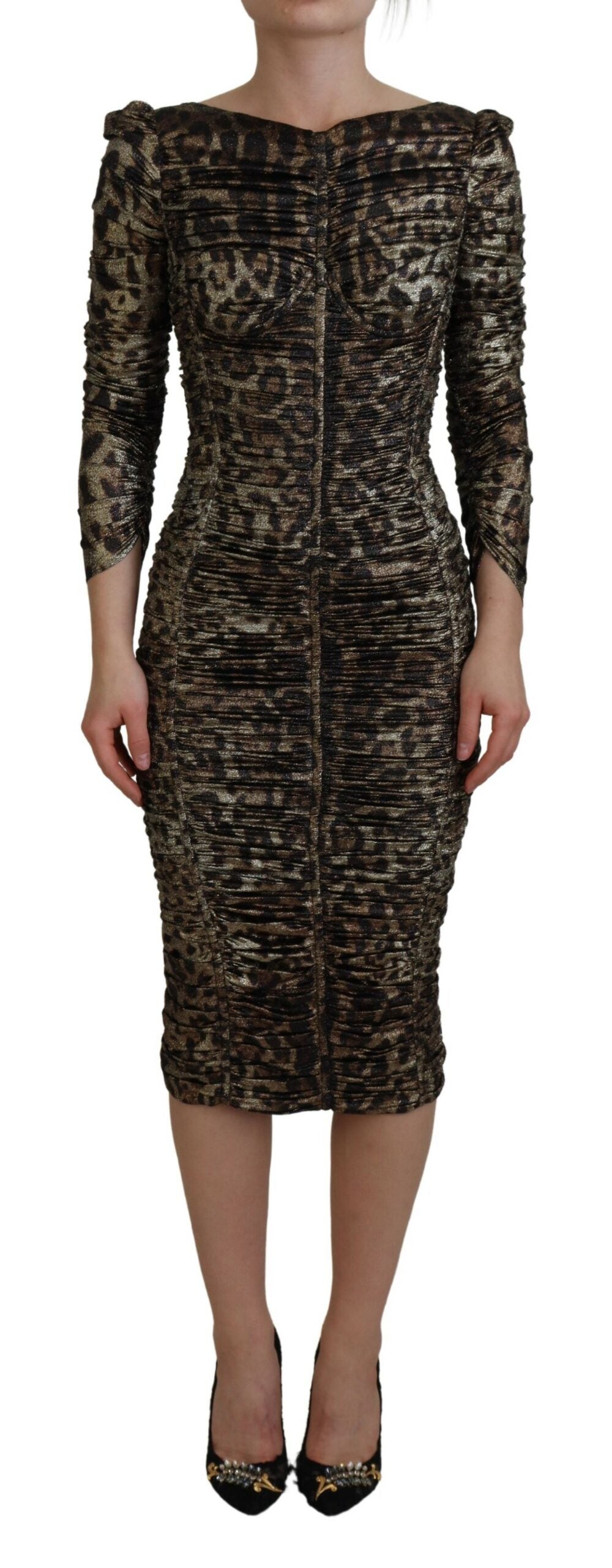 Robe fourreau mi-longue moulante léopard multicolore Dolce & Gabbana