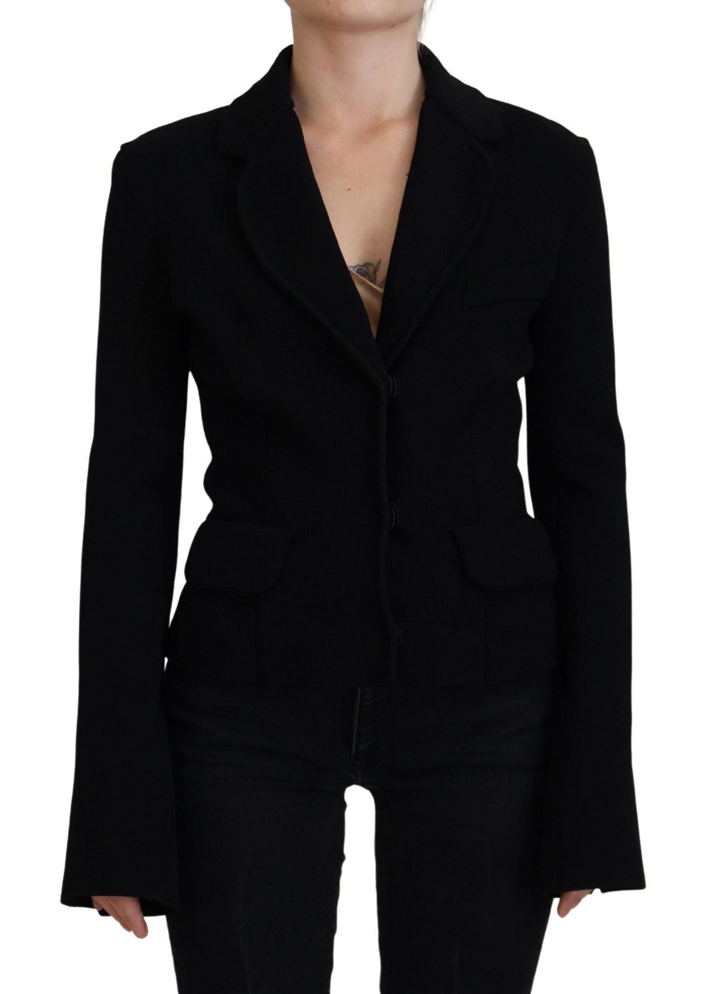 Dolce & Gabbana Blazer cardigan à boutons noirs Veste en viscose