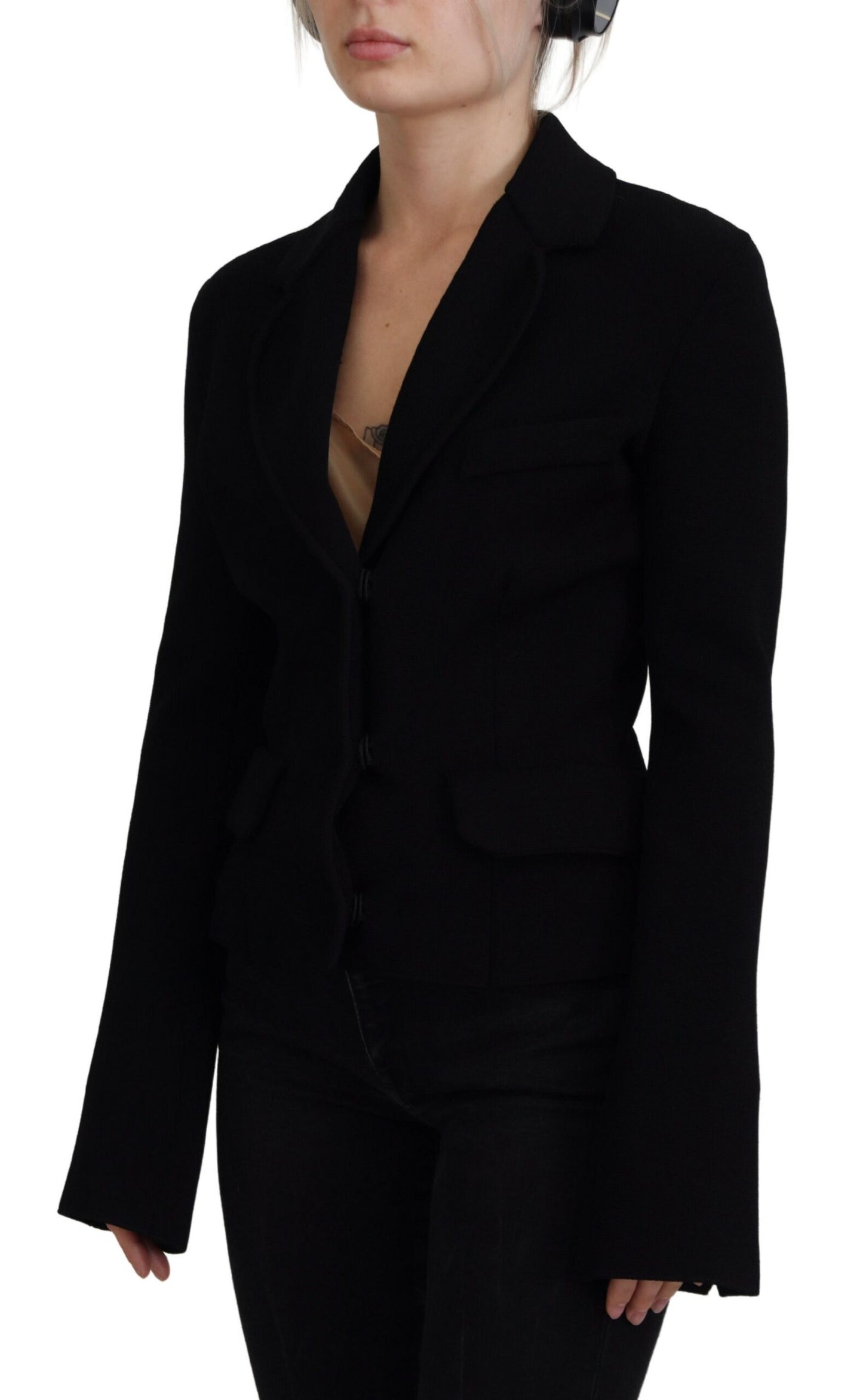 Dolce & Gabbana Blazer cardigan à boutons noirs Veste en viscose