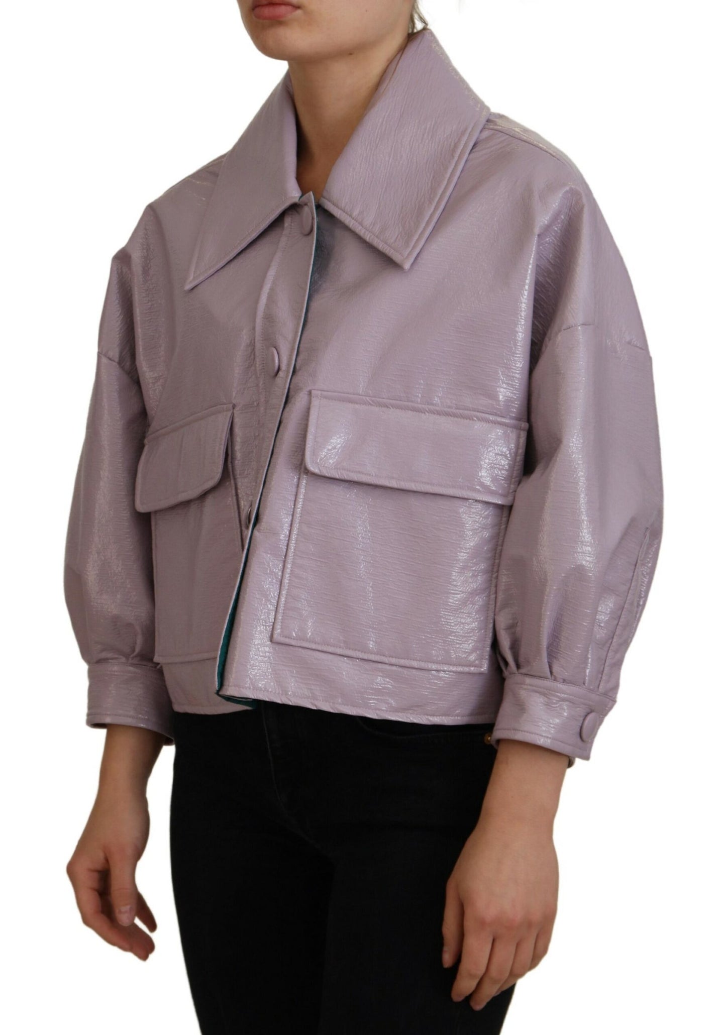 Veste courte boutonnée en coton violet Dolce & Gabbana