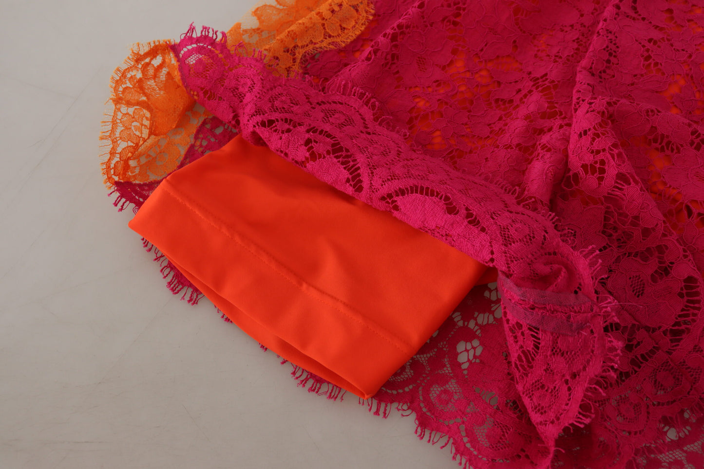 Dolce & Gabbana Pink-orangefarbene Shorts aus Baumwolle mit hoher Taille