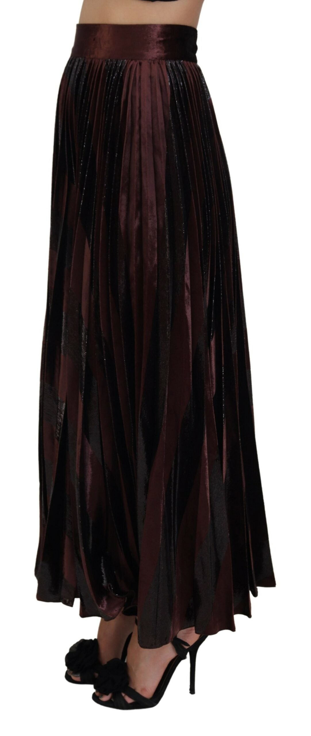 Jupe longue trapèze taille haute en polyester marron Dolce & Gabbana