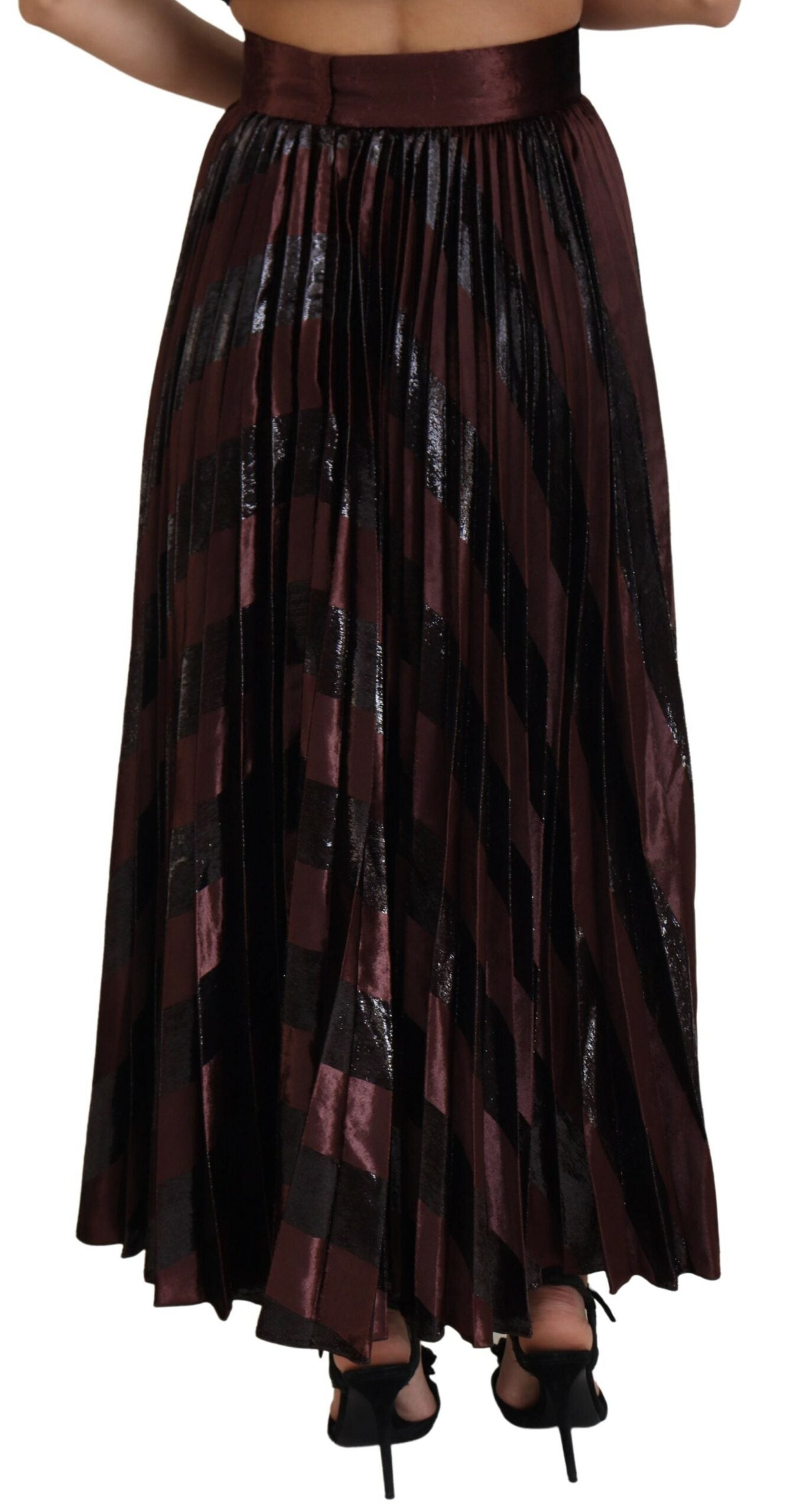 Jupe longue trapèze taille haute en polyester marron Dolce & Gabbana