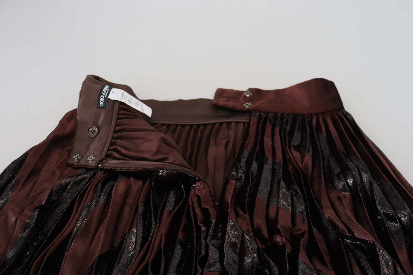 Jupe longue trapèze taille haute en polyester marron Dolce & Gabbana