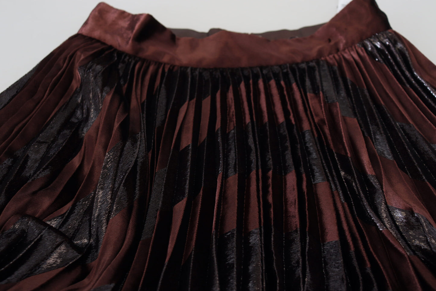Jupe longue trapèze taille haute en polyester marron Dolce & Gabbana