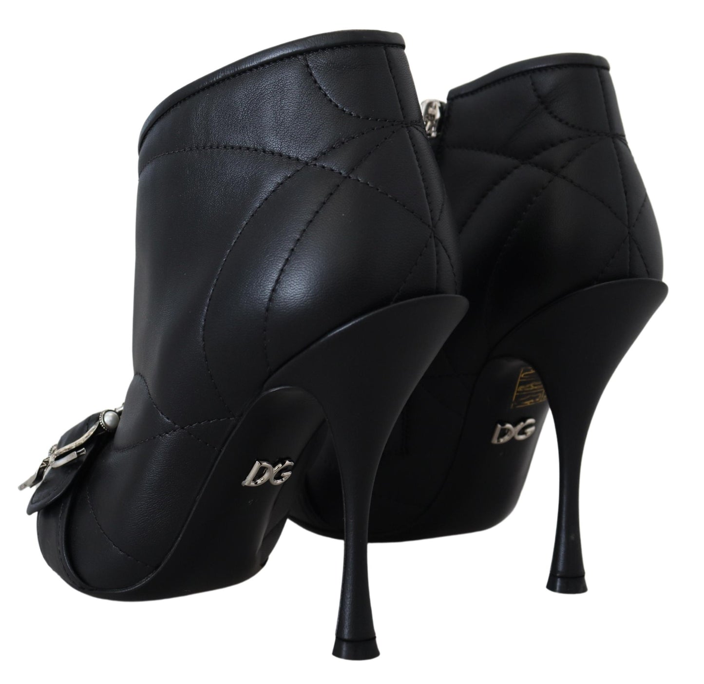 Bottines matelassées à boucle noires Dolce & Gabbana