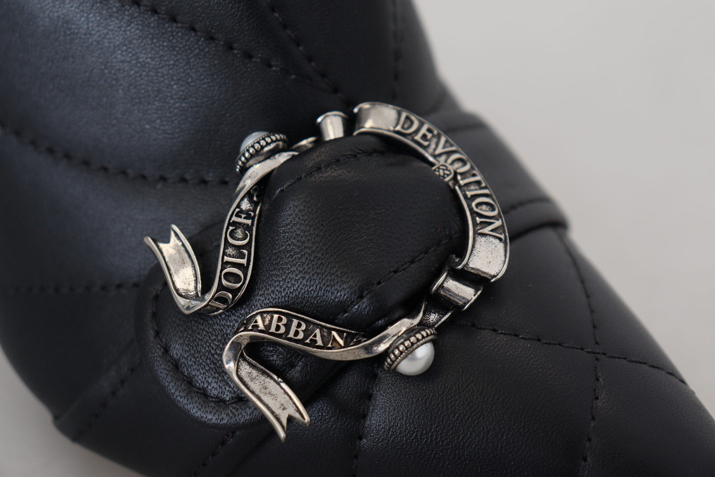 Bottines matelassées à boucle noires Dolce & Gabbana