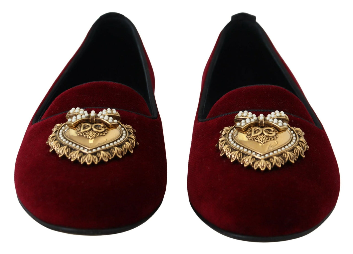 Mocassins à enfiler en velours bordeaux Dolce & Gabbana