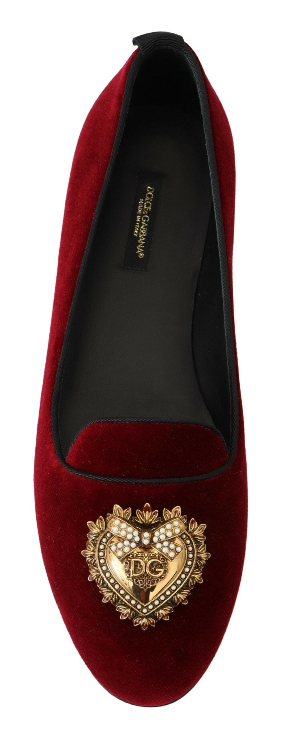 Mocassins à enfiler en velours bordeaux Dolce & Gabbana