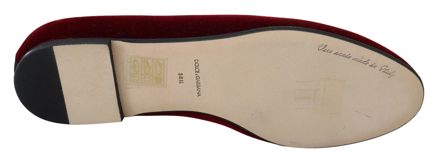 Mocassins à enfiler en velours bordeaux Dolce & Gabbana