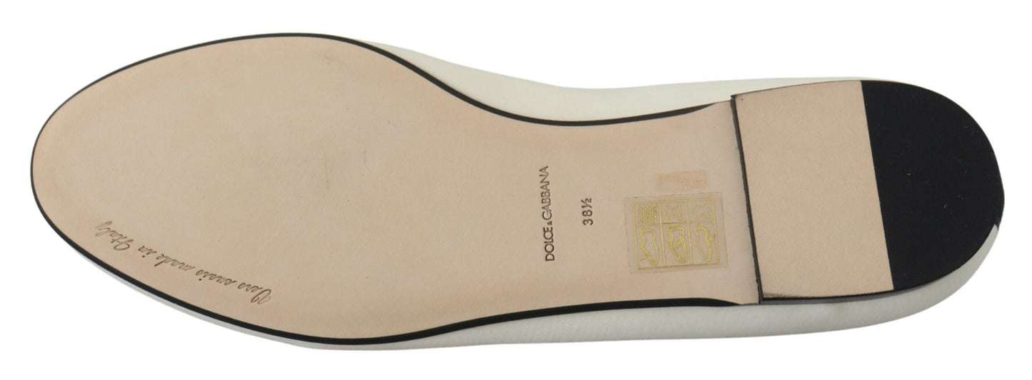 Dolce & Gabbana – Slipper aus weißem Samt, flache Schuhe
