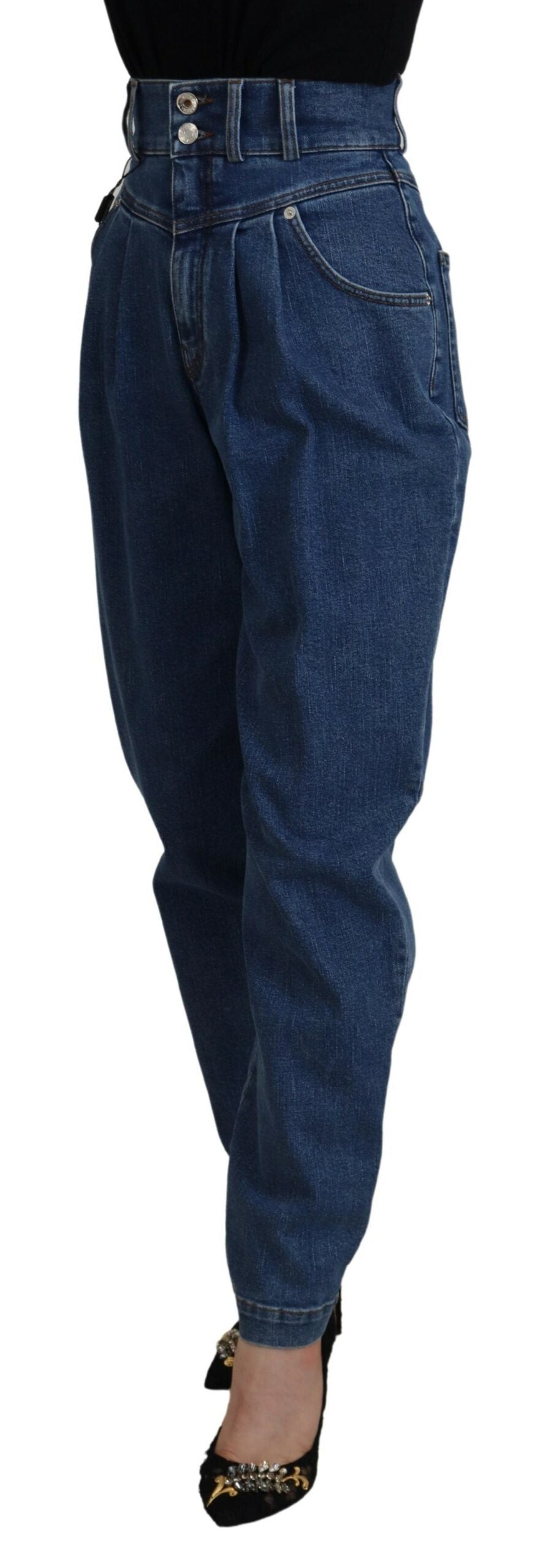 Jean taille haute en coton stretch bleu Dolce & Gabbana