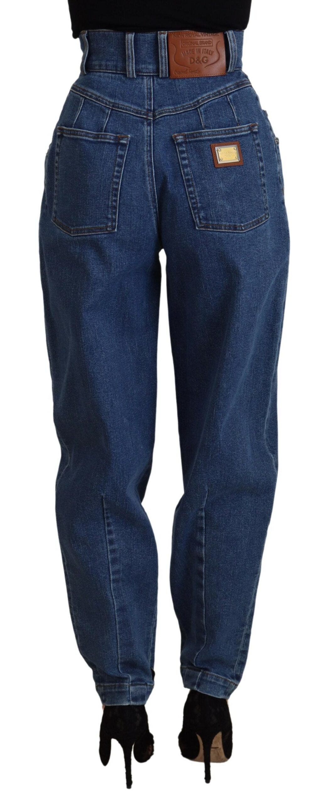Jean taille haute en coton stretch bleu Dolce & Gabbana