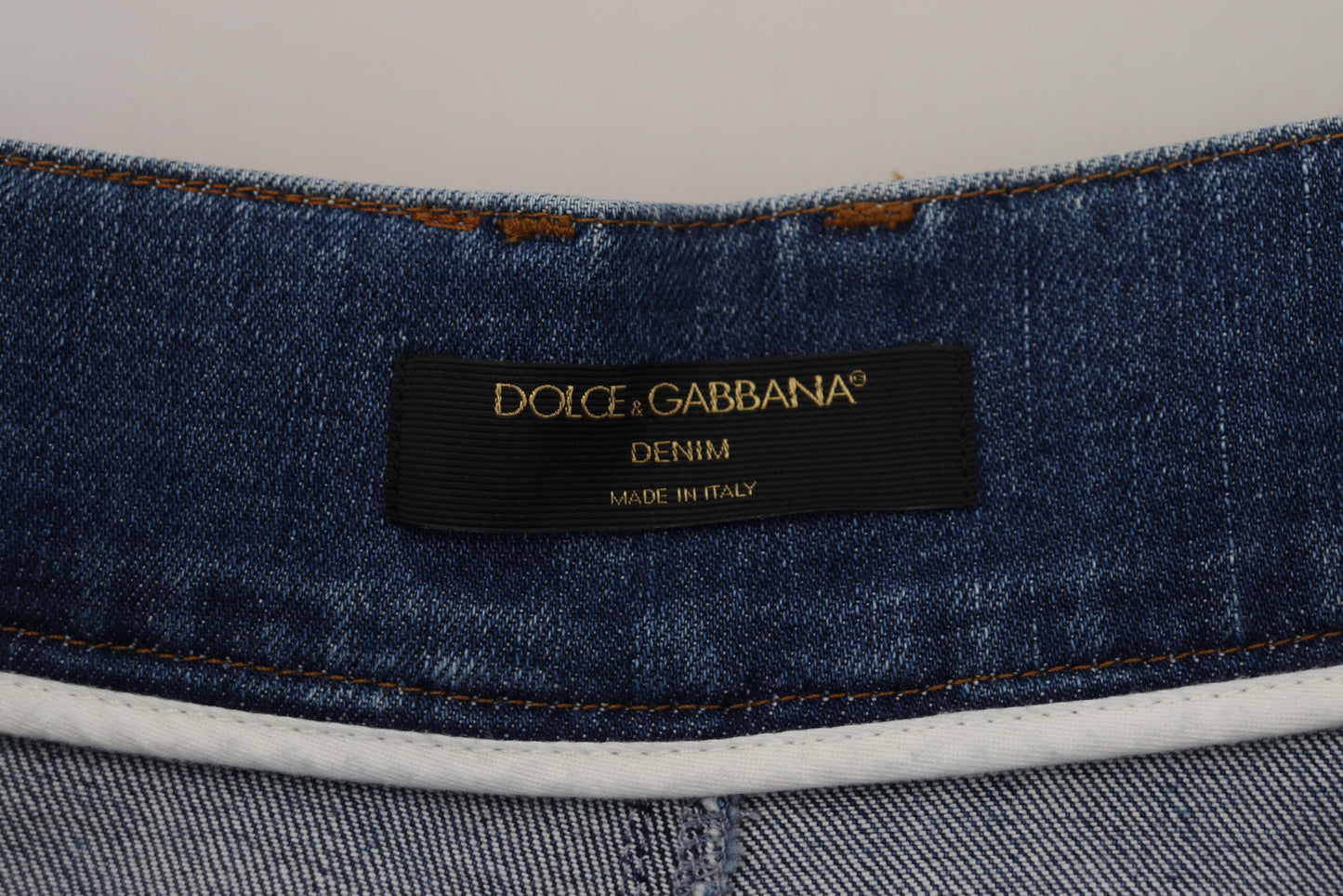 Jean taille haute en coton stretch bleu Dolce & Gabbana