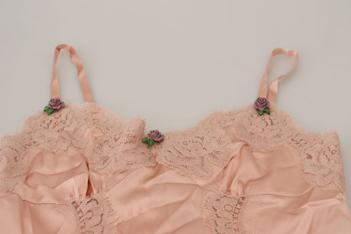 Débardeur Dolce & Gabbana en satin rose et dentelle à imprimé roses