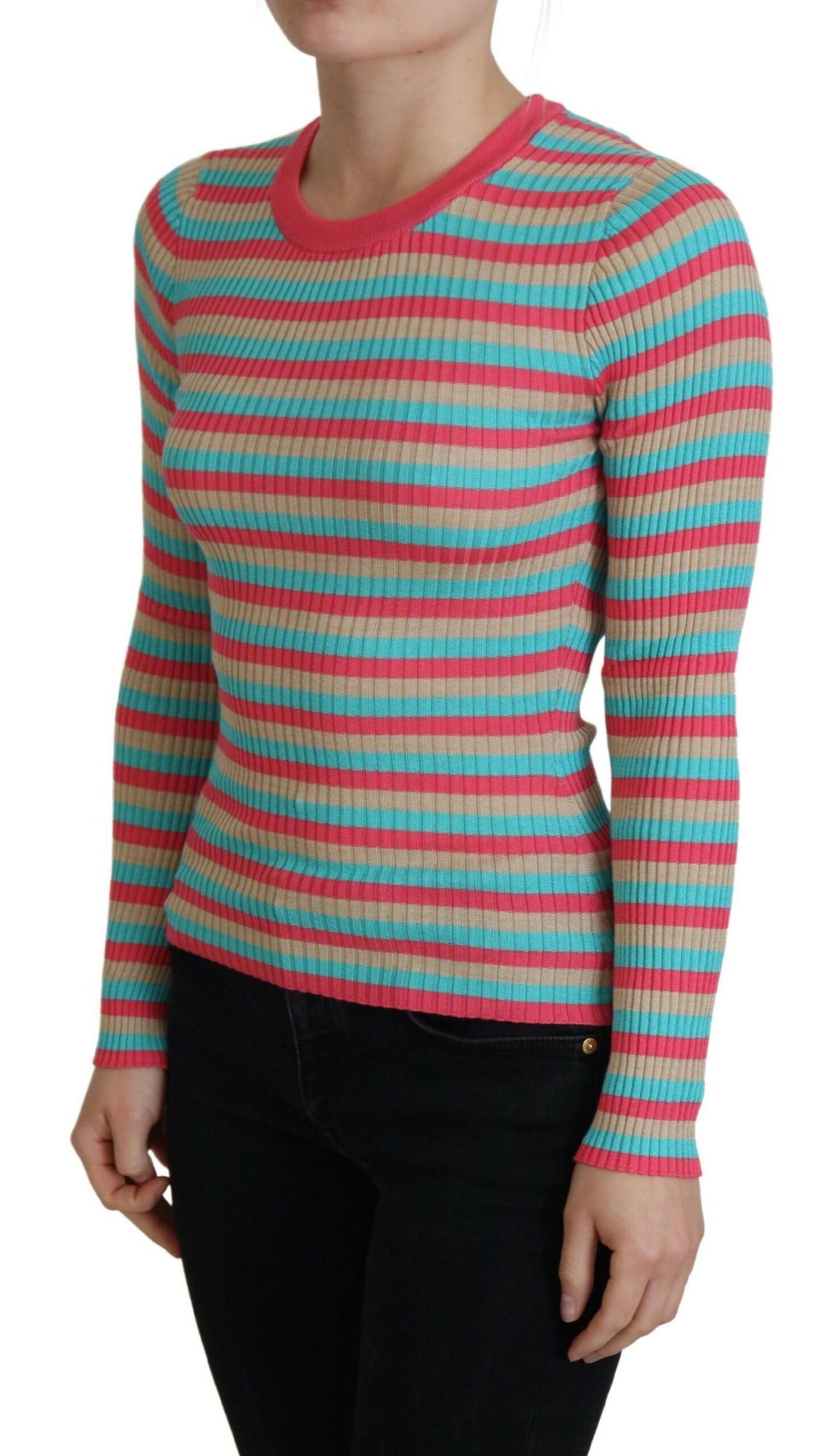 Pull ras du cou multicolore en soie Dolce & Gabbana