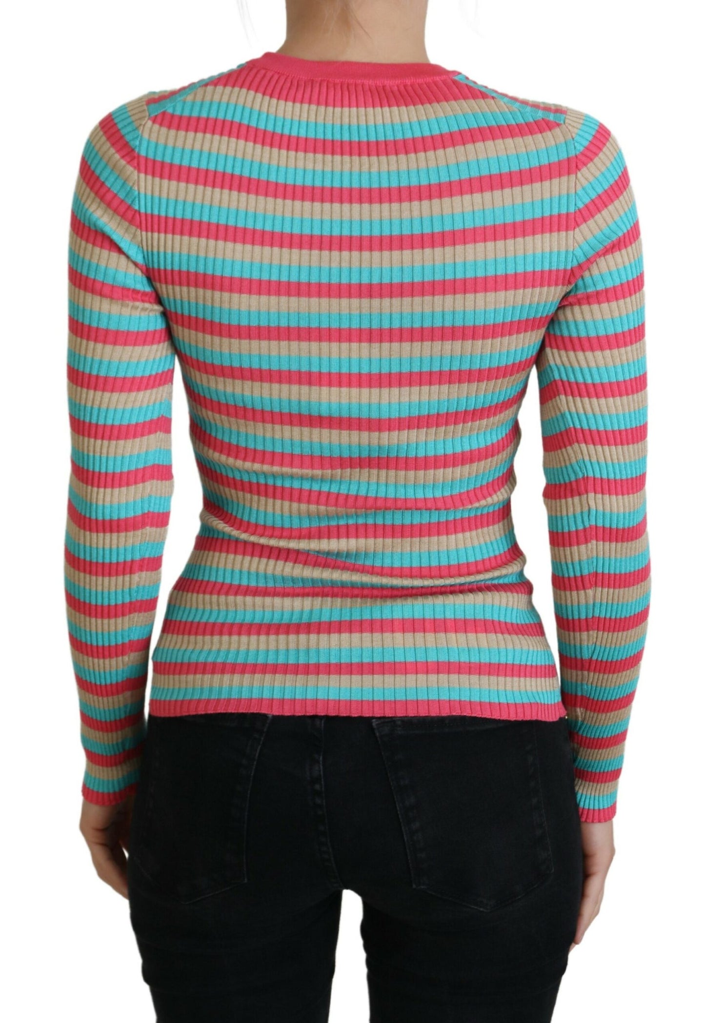 Pull ras du cou multicolore en soie Dolce & Gabbana