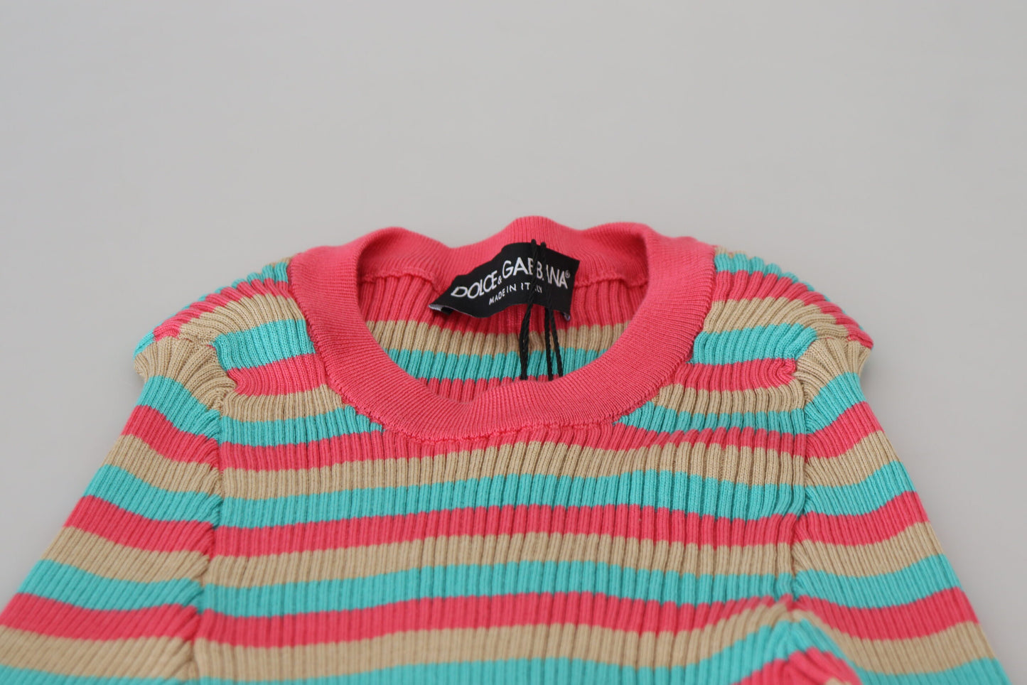Pull ras du cou multicolore en soie Dolce & Gabbana