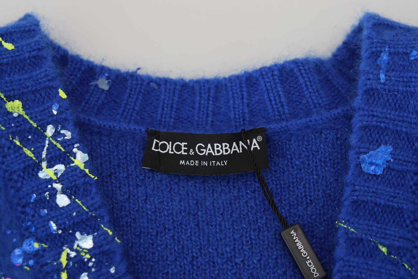 Pull cardigan en mohair bleu Dolce & Gabbana