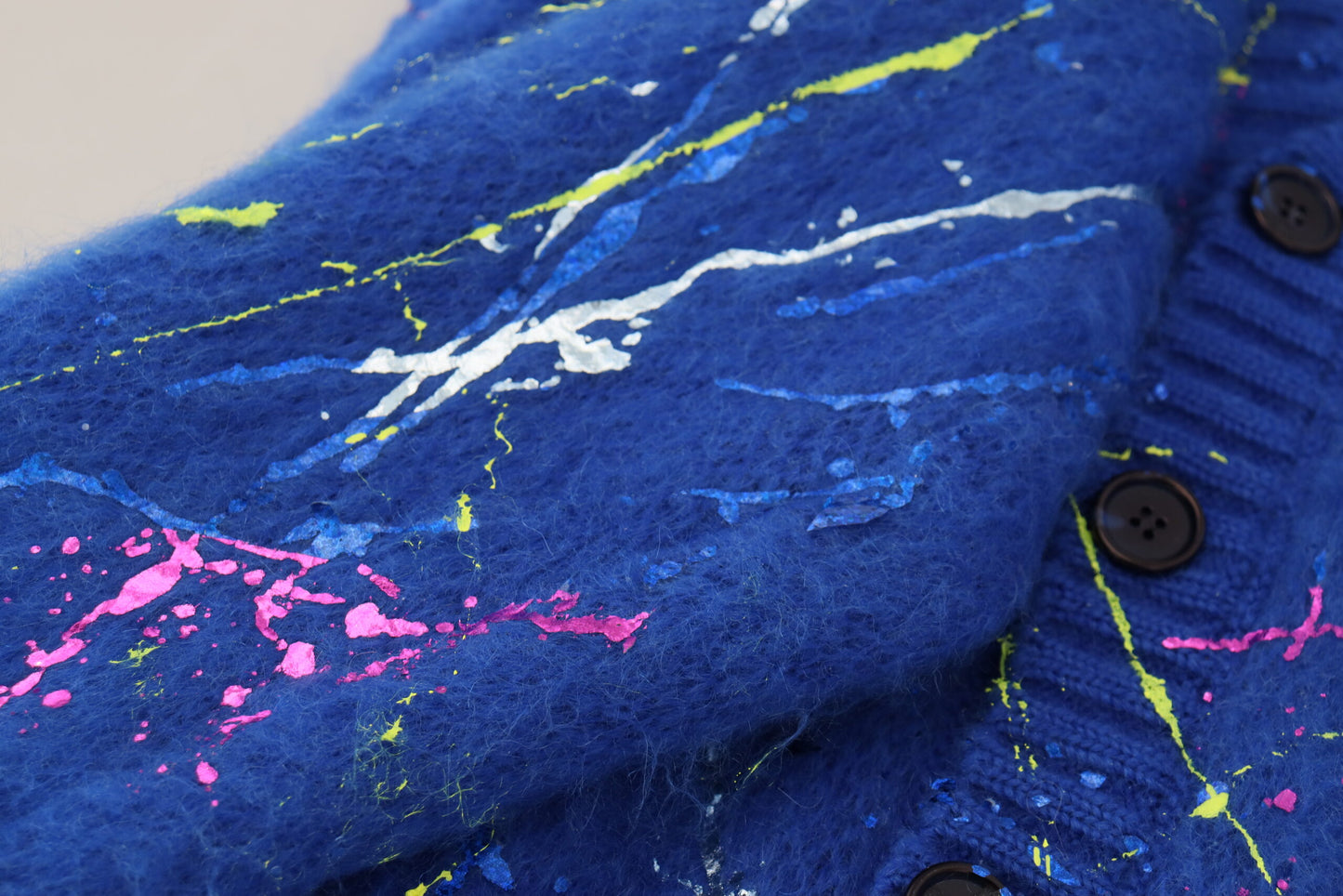 Pull cardigan en mohair bleu Dolce & Gabbana