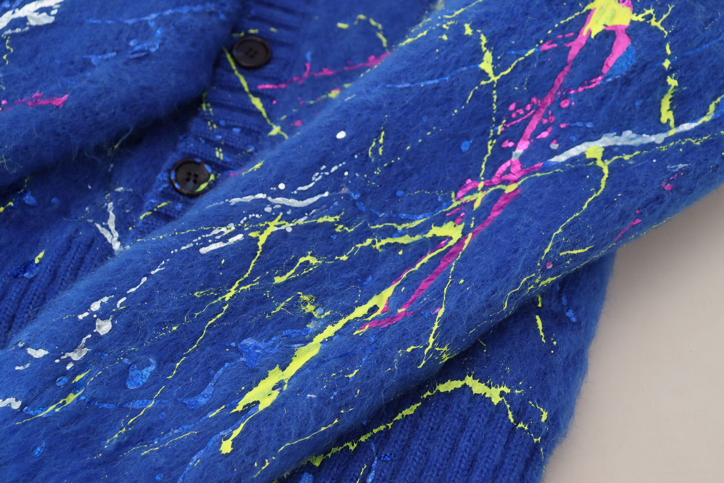 Pull cardigan en mohair bleu Dolce & Gabbana