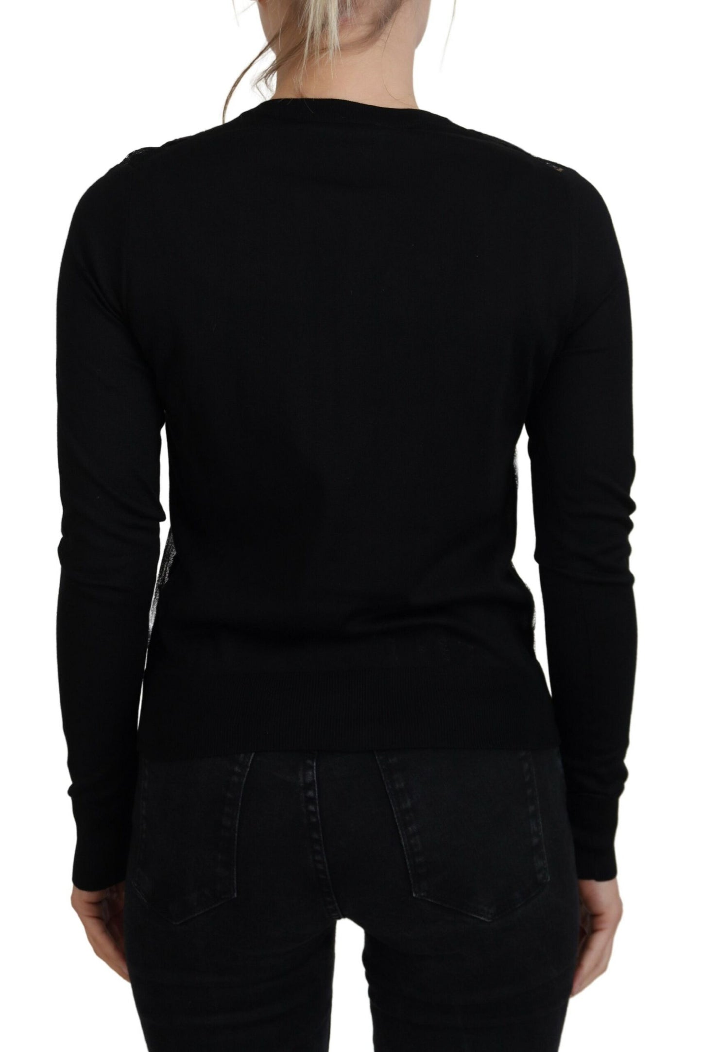 Pull cardigan noir à boutons en dentelle florale Dolce & Gabbana