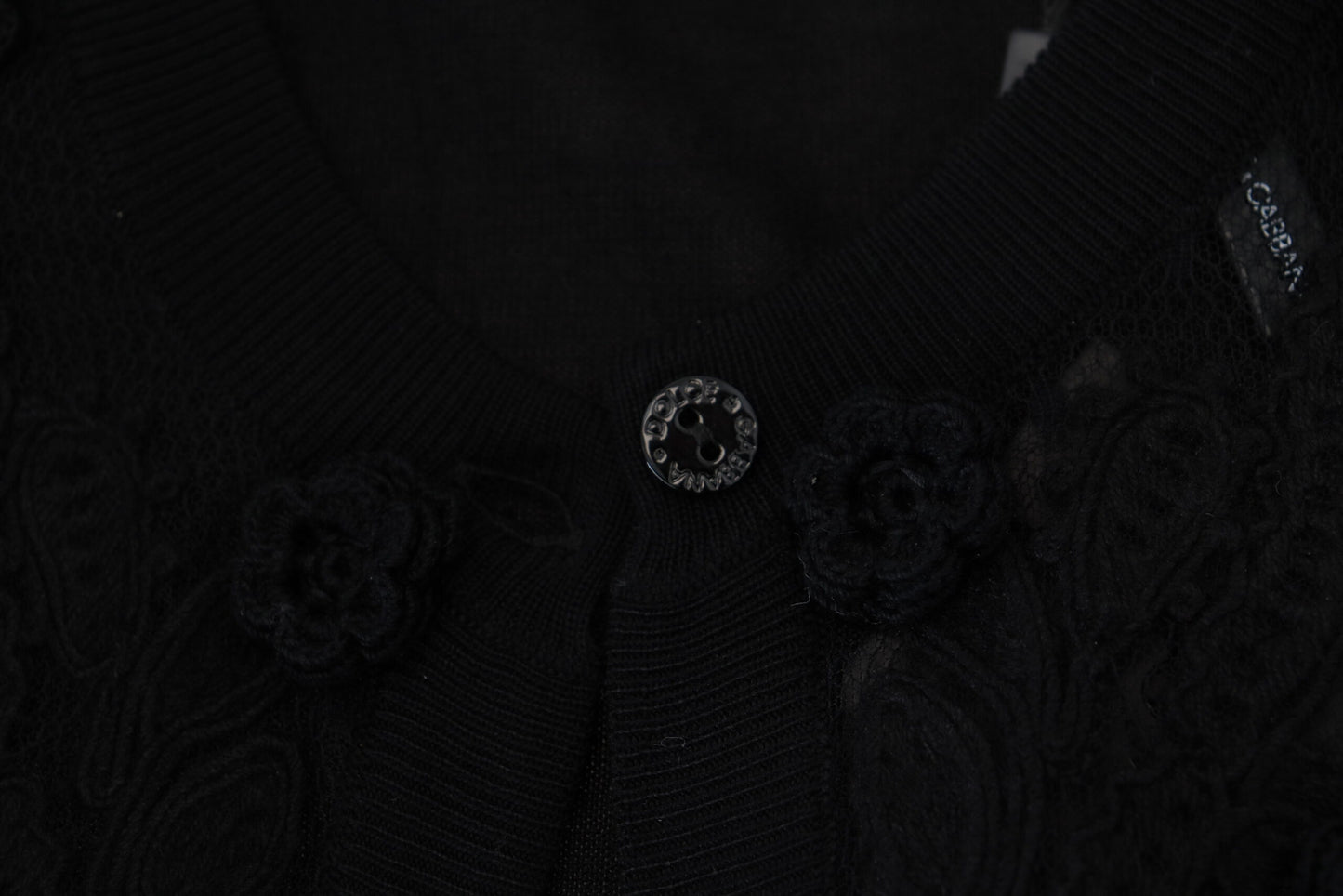 Pull cardigan noir à boutons en dentelle florale Dolce & Gabbana