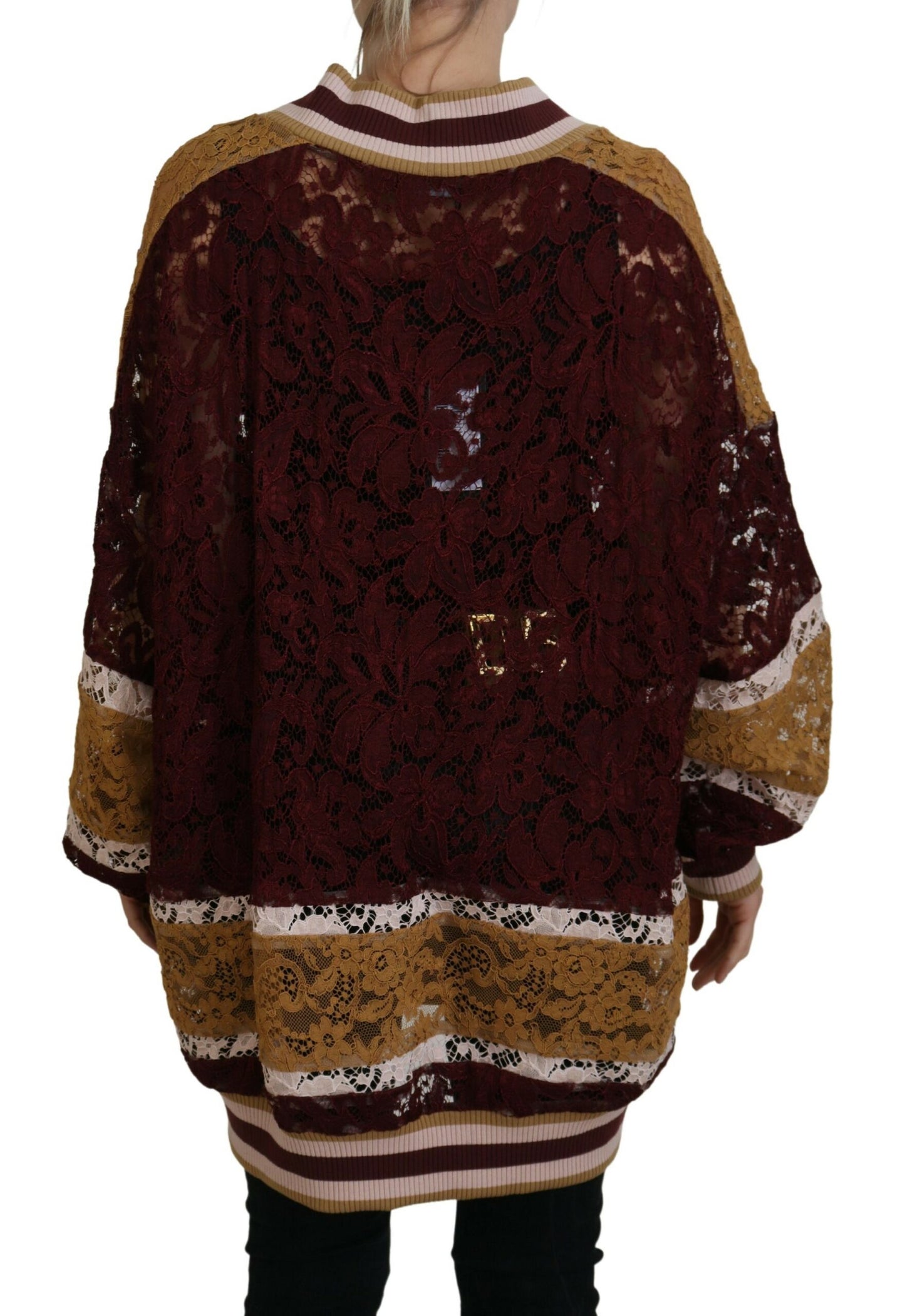 Pull col V en dentelle multicolore Dolce & Gabbana