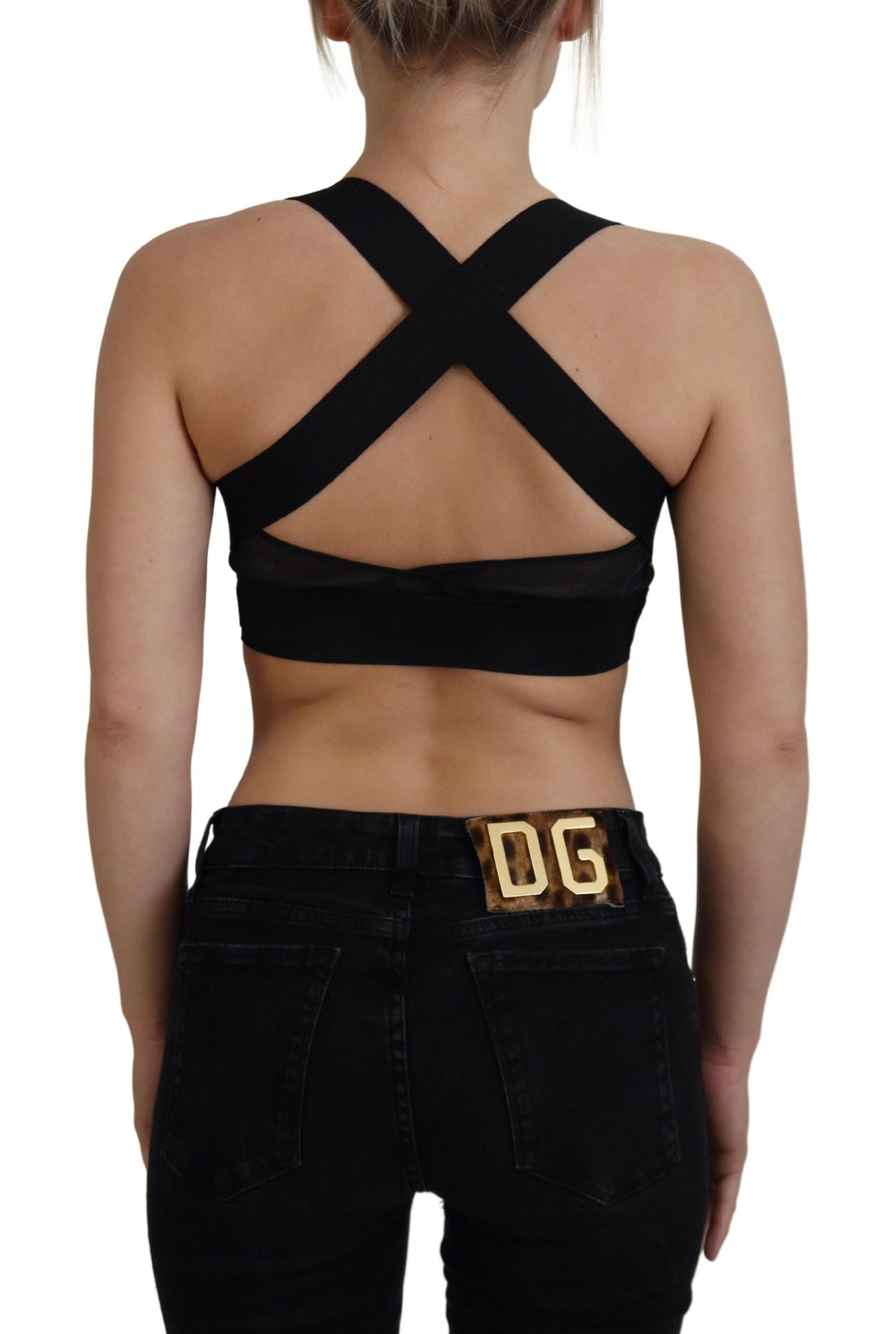 Dolce & Gabbana Haut bustier court sans manches noir doré