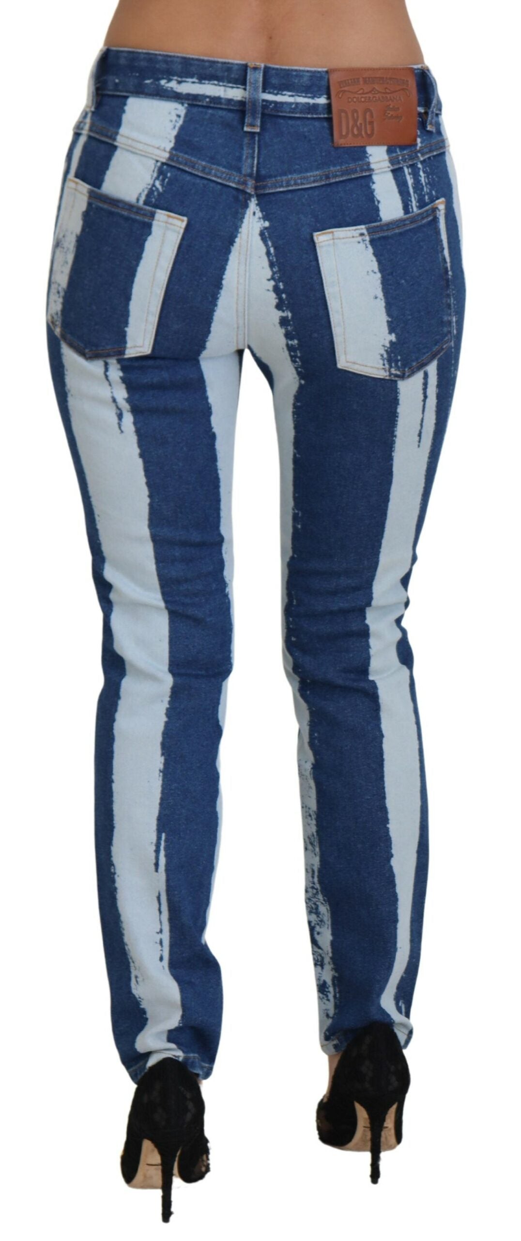 Jean skinny en coton à rayures bleu cobalt Dolce & Gabbana