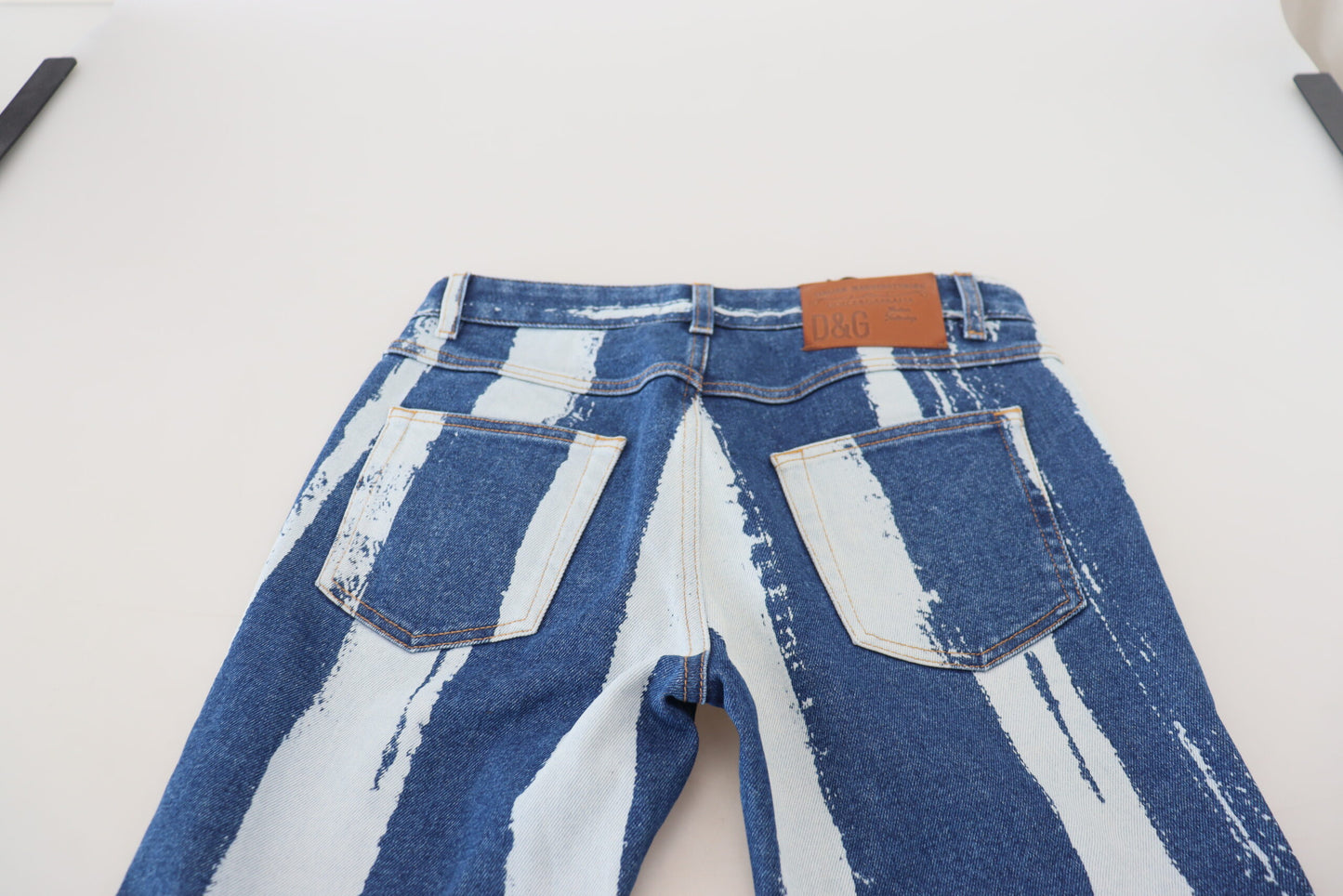 Jean skinny en coton à rayures bleu cobalt Dolce & Gabbana