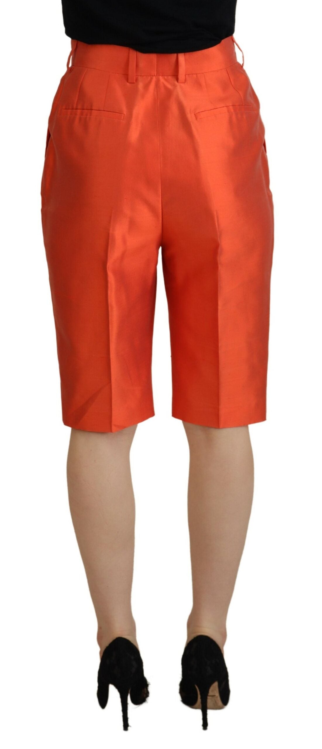 Pantalon court taille haute en soie orange Dolce & Gabbana