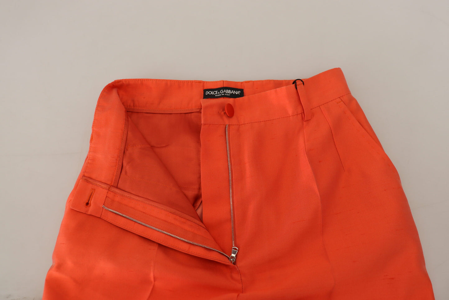 Pantalon court taille haute en soie orange Dolce & Gabbana
