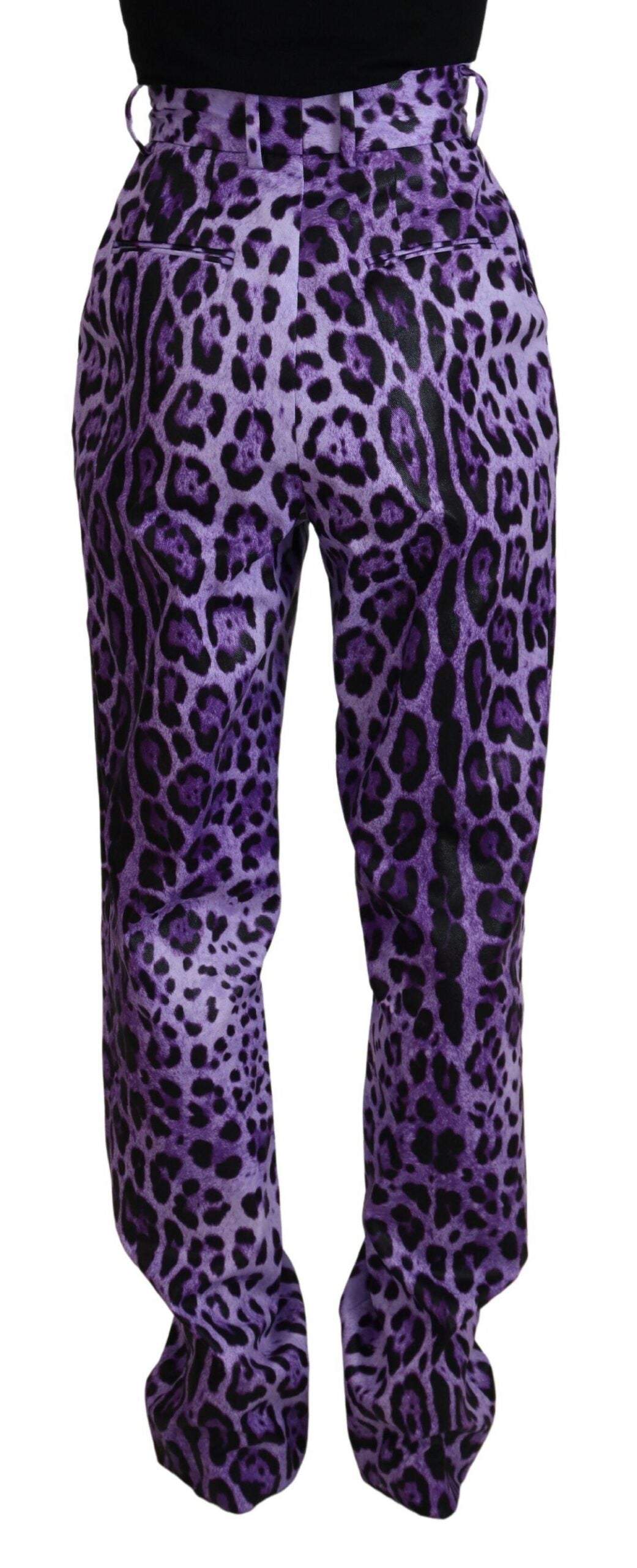 Pantalon taille haute imprimé léopard violet Dolce & Gabbana