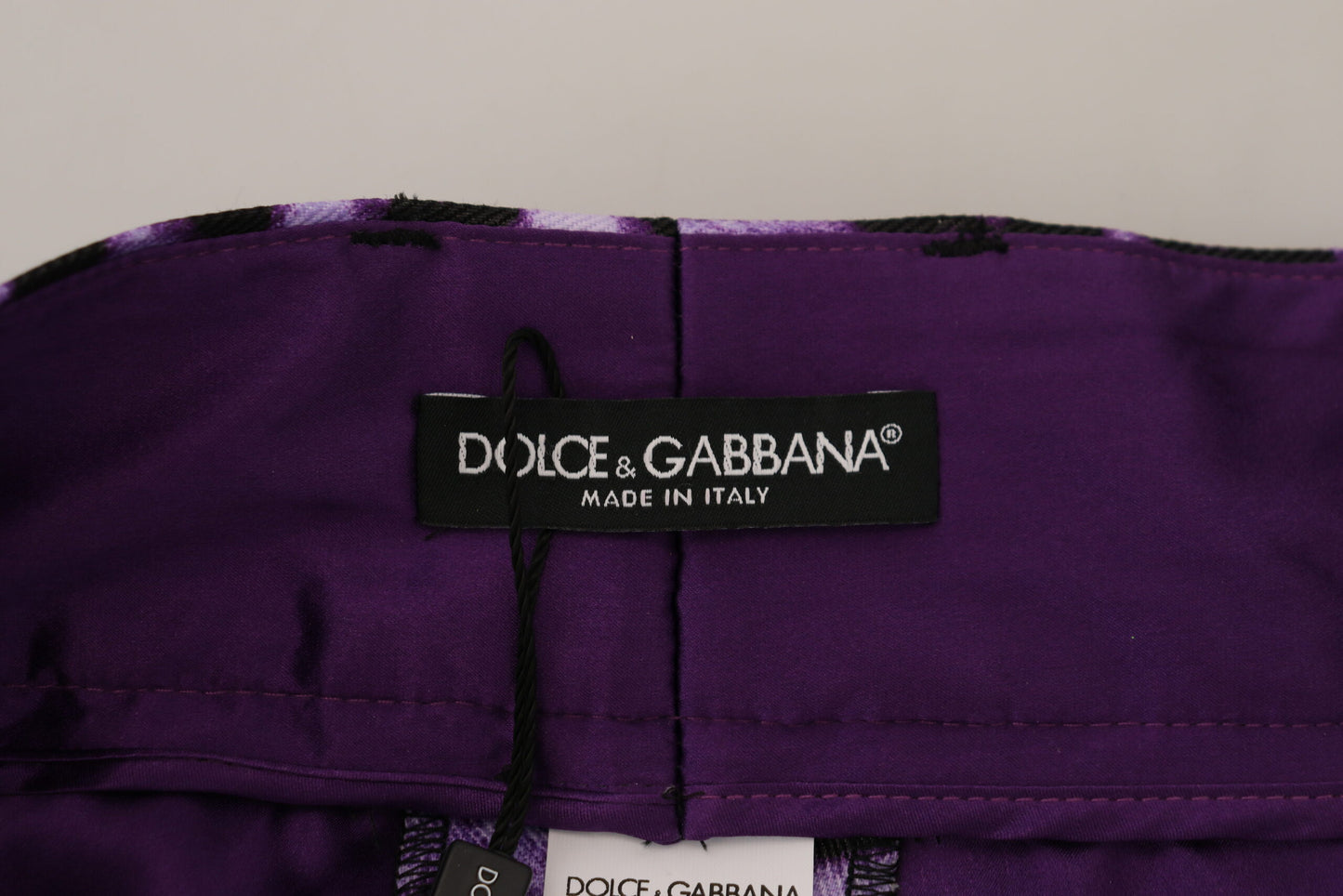Pantalon taille haute imprimé léopard violet Dolce & Gabbana