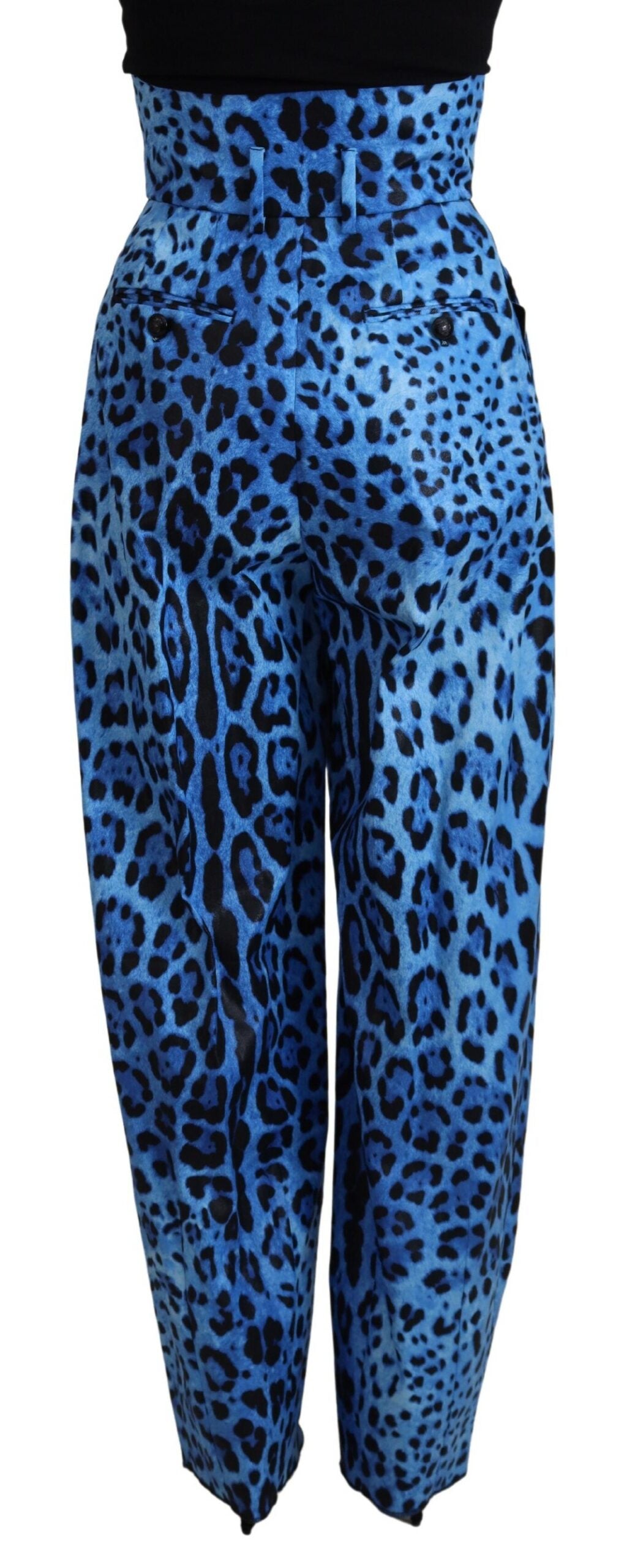 Pantalon taille haute imprimé léopard bleu Dolce & Gabbana