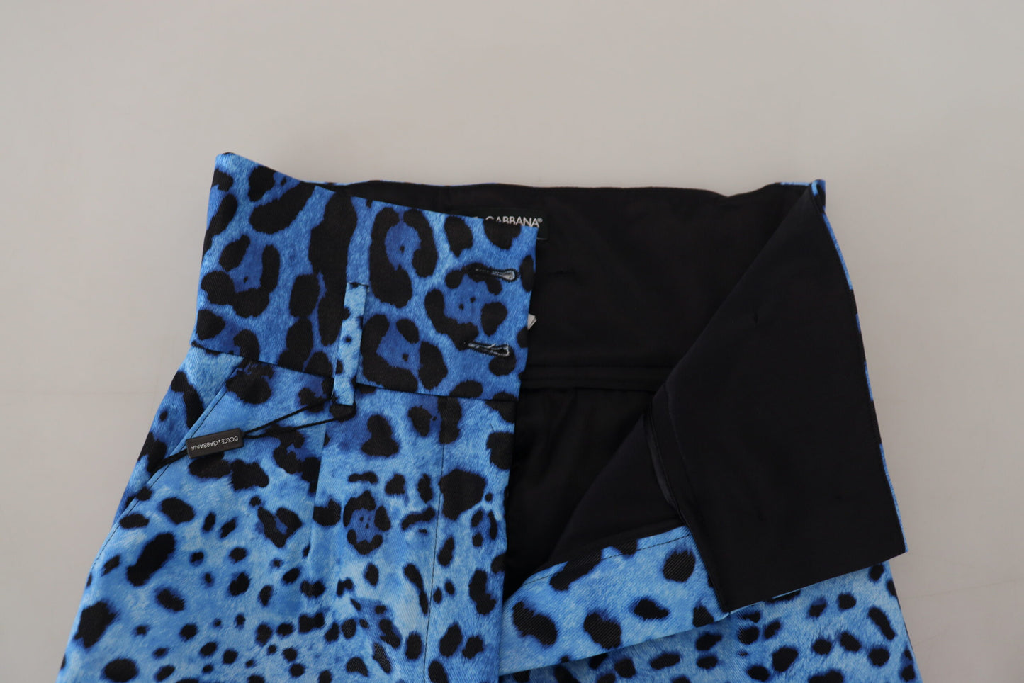 Pantalon taille haute imprimé léopard bleu Dolce & Gabbana