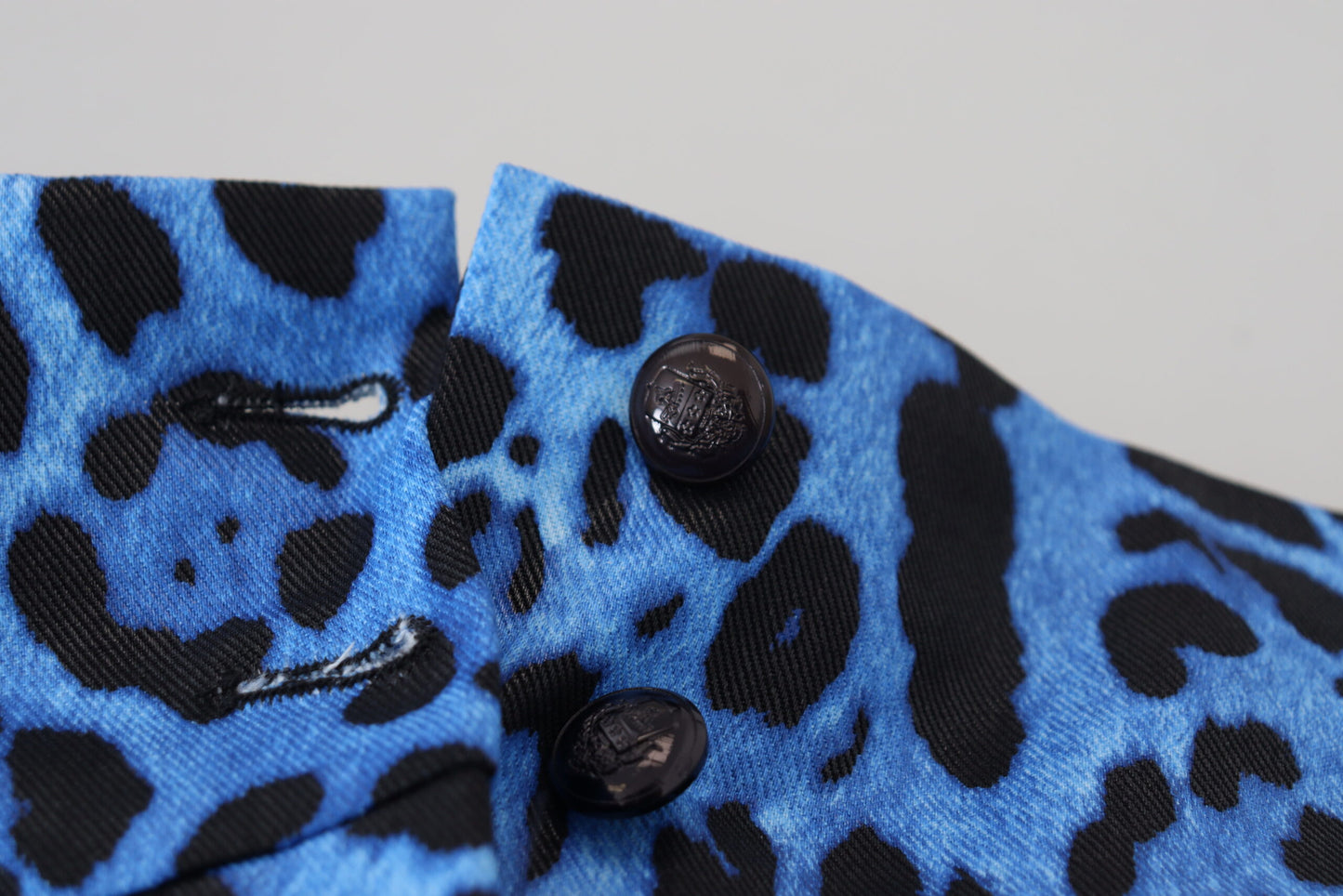 Pantalon taille haute imprimé léopard bleu Dolce & Gabbana