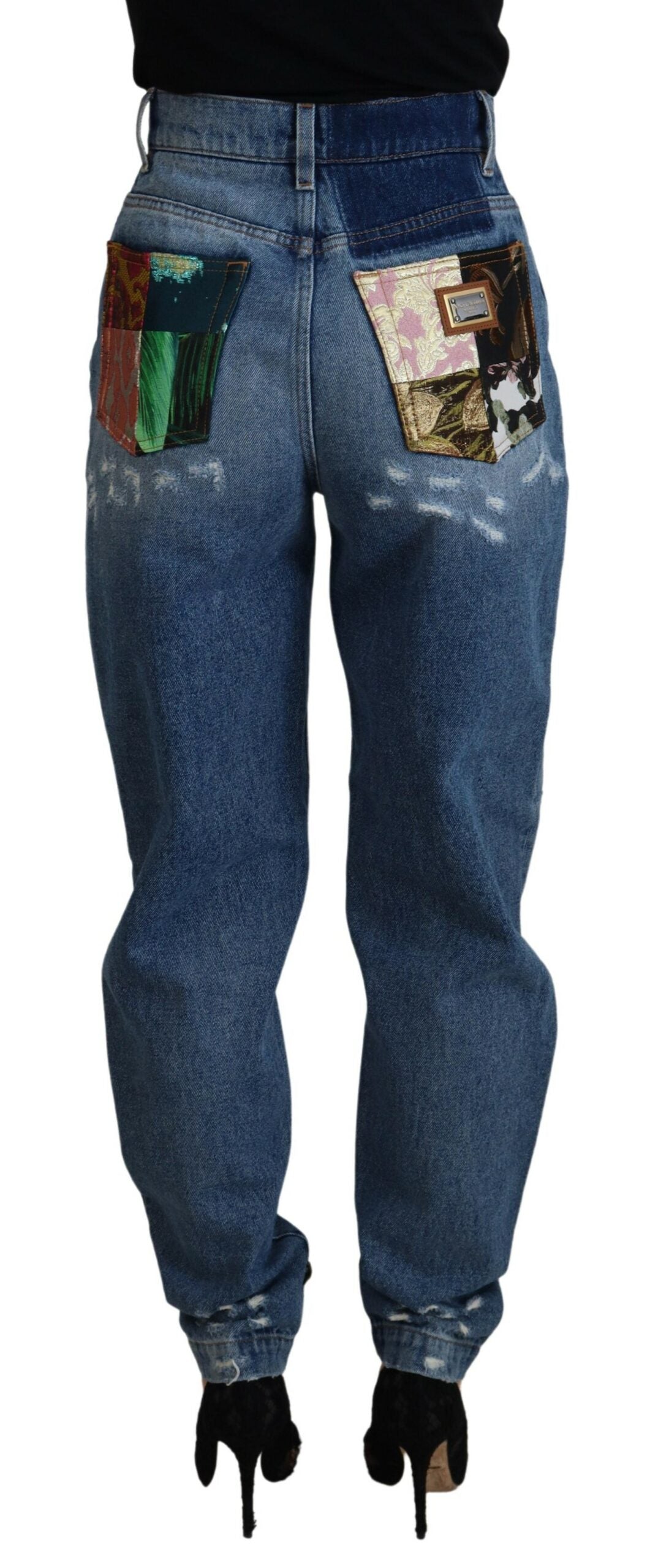 Jean skinny en coton bleu déchiré Dolce & Gabbana