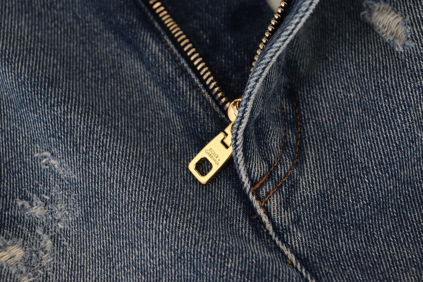 Jean skinny en coton bleu déchiré Dolce & Gabbana